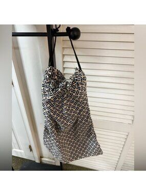 Vera Bradley Drawstring Laundry Bag Geometric Black White Travel Suitcase Sack